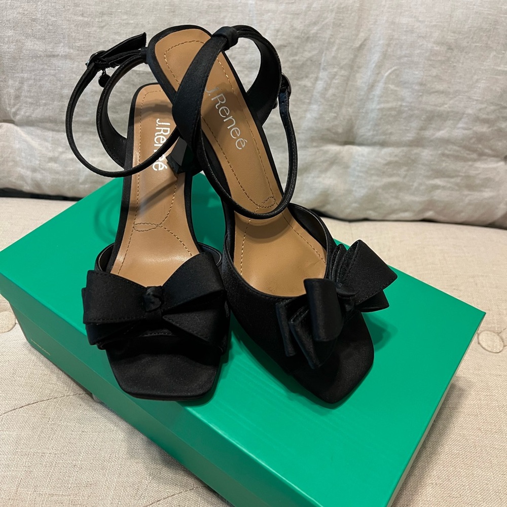 J Renee Black Satin Heel